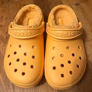 fuzzy yellow crocs
